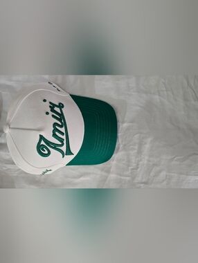 White and Green Script Baseball Cap
